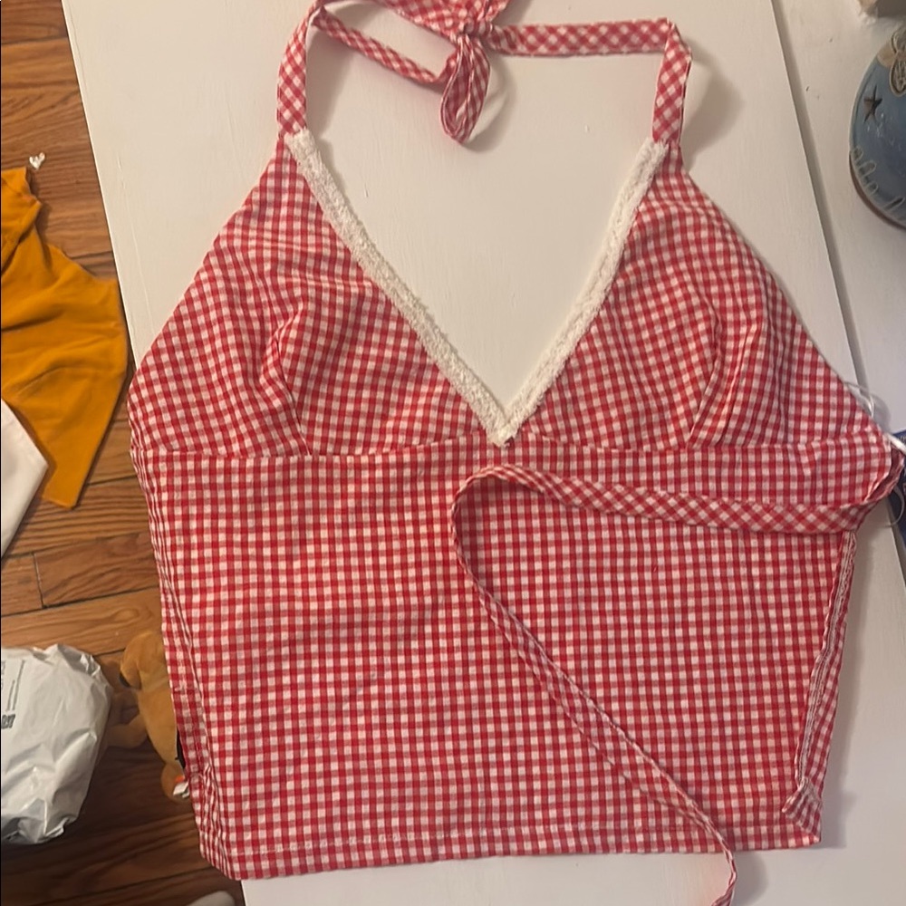 Red Gingham Halter Top